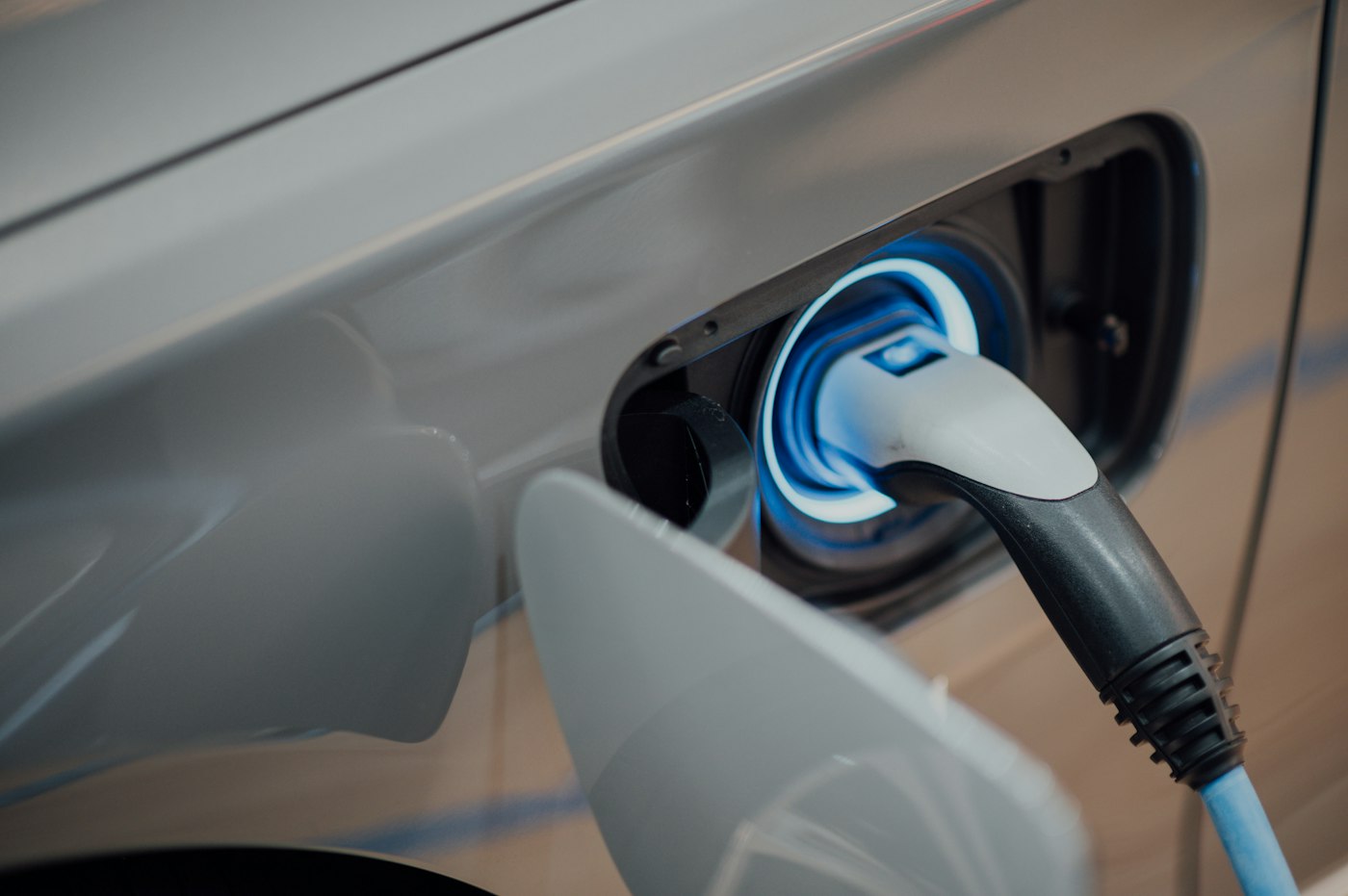 EV charger in a clean residential setting